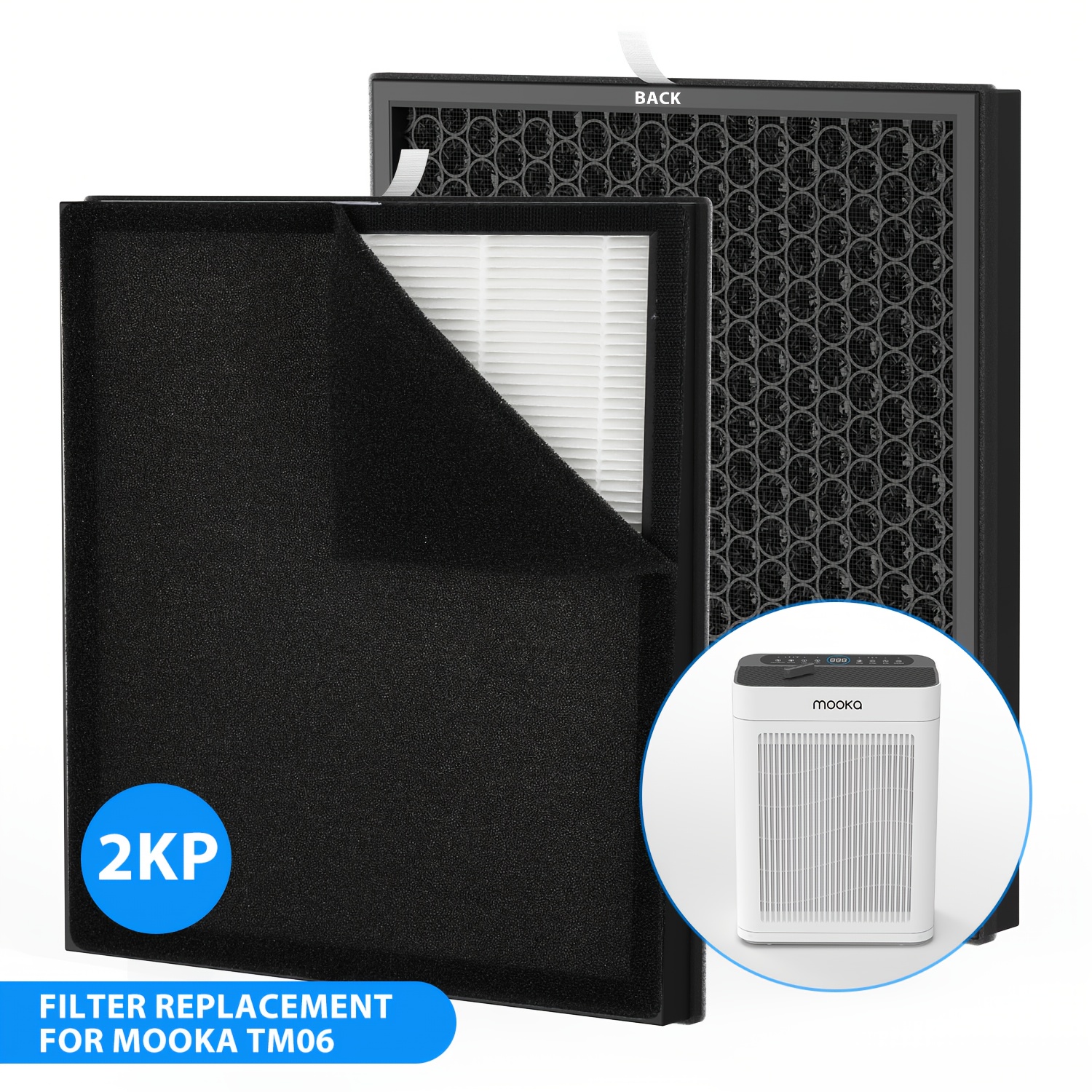 TEMU 2pk True Hepa Filter Replacement For Mooka Tm06 Large , / Ter Air Mk-ap01/ R-hau01/ / F3 . Filter Replacement With Washable Layer Removes Pollen