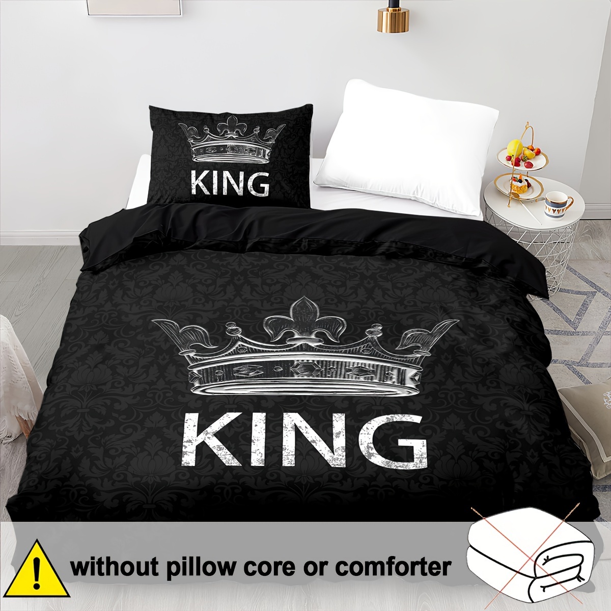 E-shop 2/3-teiliges Valentinstags-Bettbezug aus , weich und bequem, großer Daunenbettbezug, Schlafzimmerbettwäsche mit Krönungsdruck,