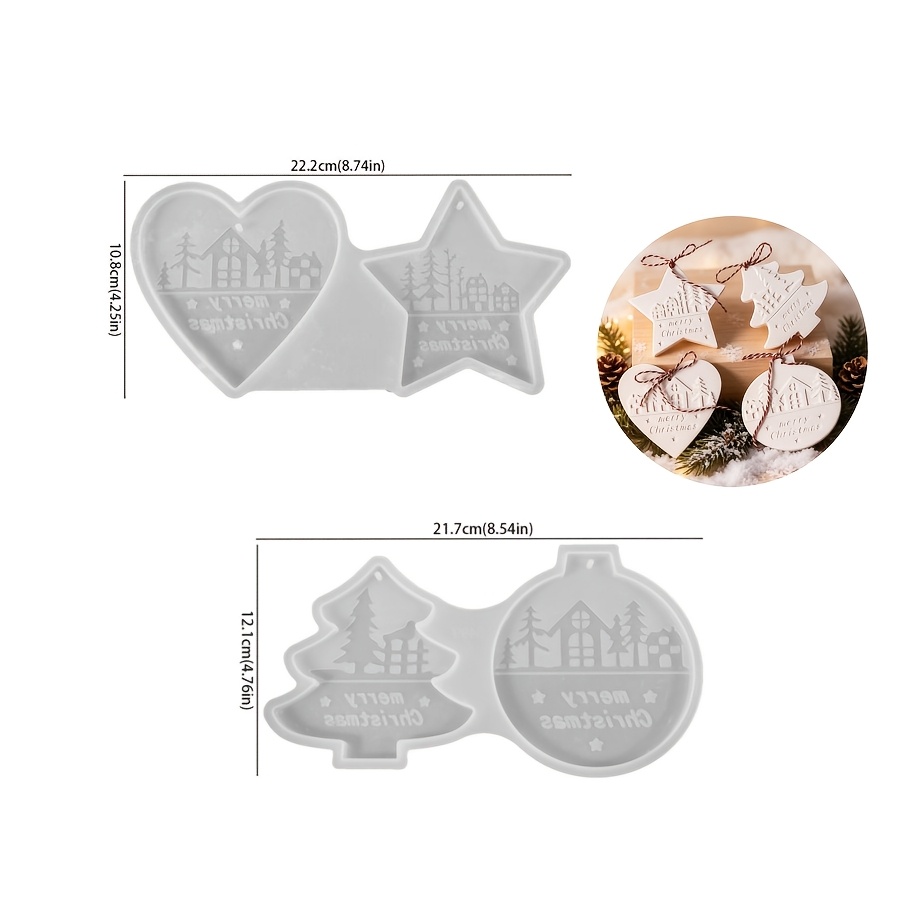 Image of Resin Silicone Mold 2pcs Christmas Couple Christmas Hanging Set Ornament Mold Suitable For Making Drip Plaster Candles Products Home Decoration Table Silicone Mold