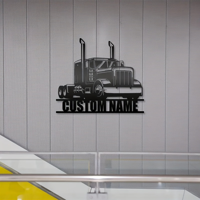 1pc Custom Semi Truck Metal Wall Art - Personalized Truck Driver Nameplate Home Decor - Ideal Gift for Home Decor and Truck Enthusiasts, Truck Decor