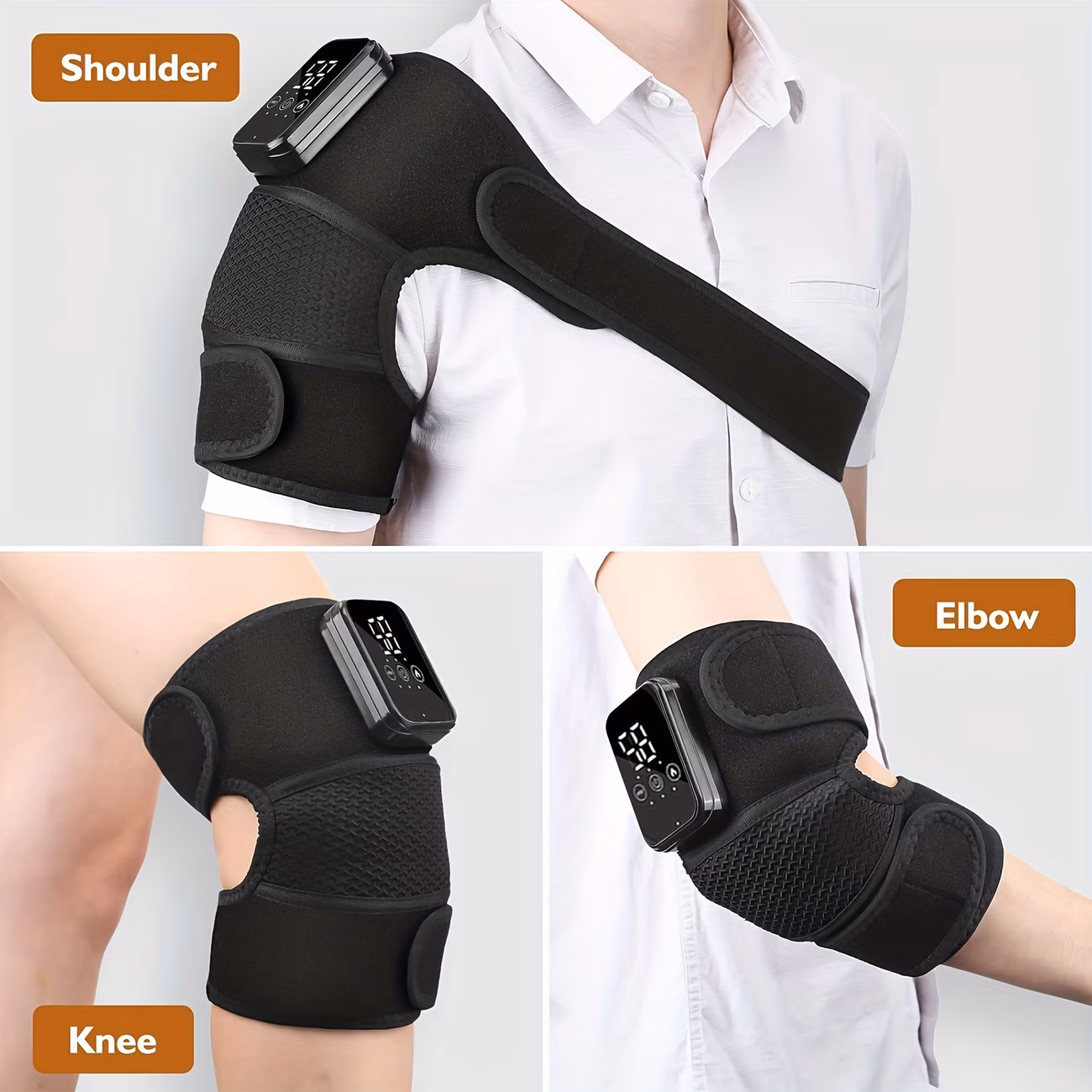 加热膝盖按摩器,无线设计,便携式加热护膝,3合1肩部和肘部加热垫,带振动功能,2000mah电池,膝盖护垫,送给长辈和朋友的完美礼物 商品详情 1
