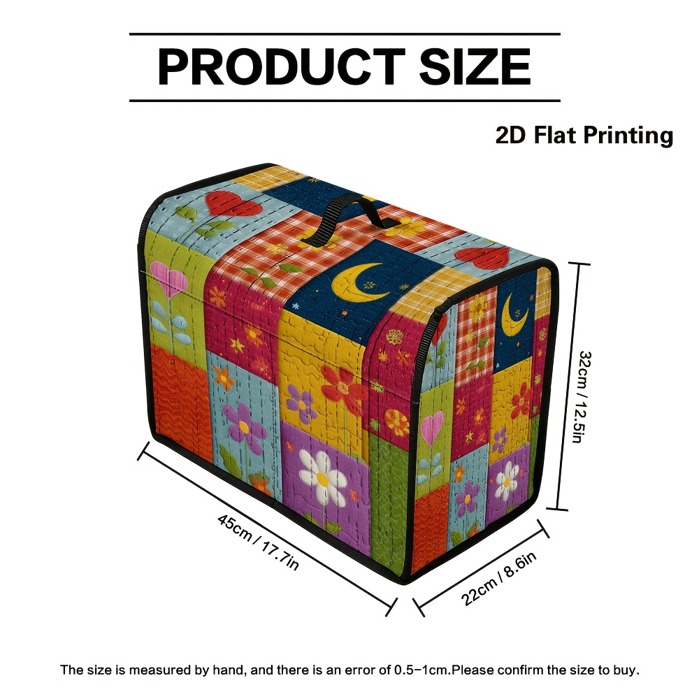 TEMU Copertura per macchina da cucire multicolore 1 pz con borsa portaoggetti - Custodia con stampa di fiori e colorate adatta per sala lavoretti,