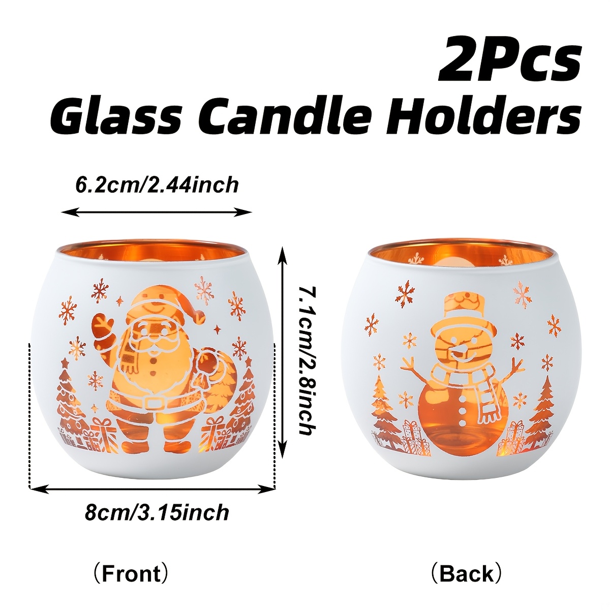 TEMU 2pcs, Christmas Glass Lampshade (without Lights), Santa Claus Snowman Pattern Candle Lantern Decoration, Merry Christmas Party Decoration For