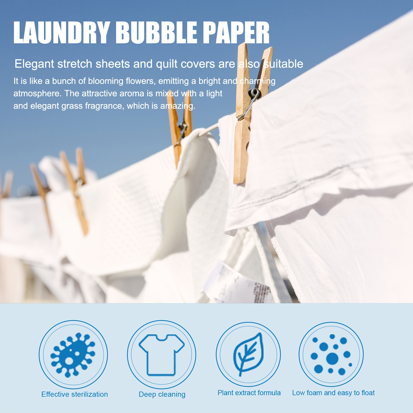 30pcs Laundry Bubble Paper Cleaning Decontamination Laundry Sheet Net ...