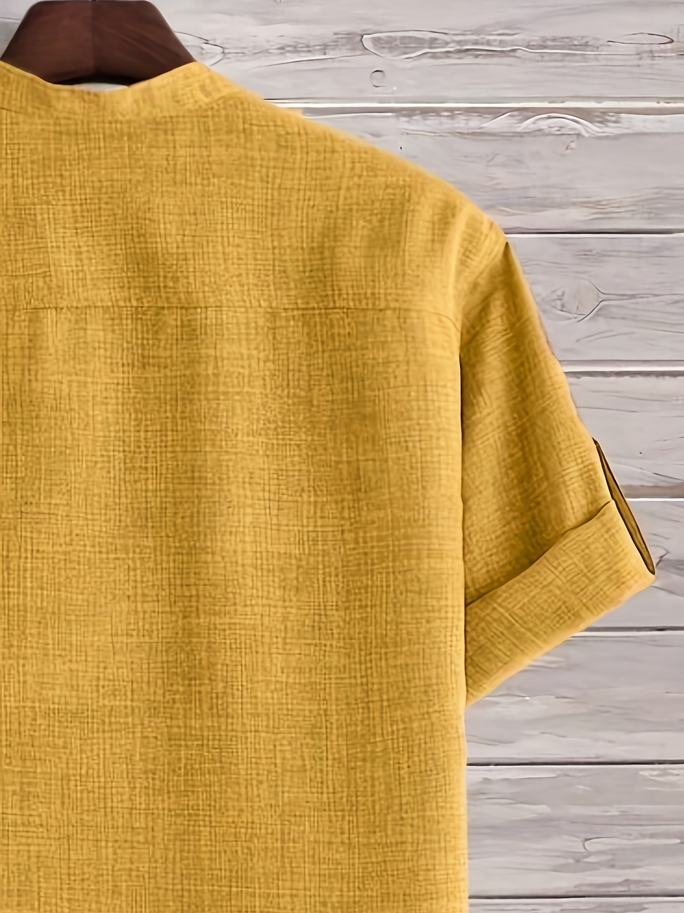 Men's Solid Color Henley Collar Short Sleeve Shirt, PLUS SIZE