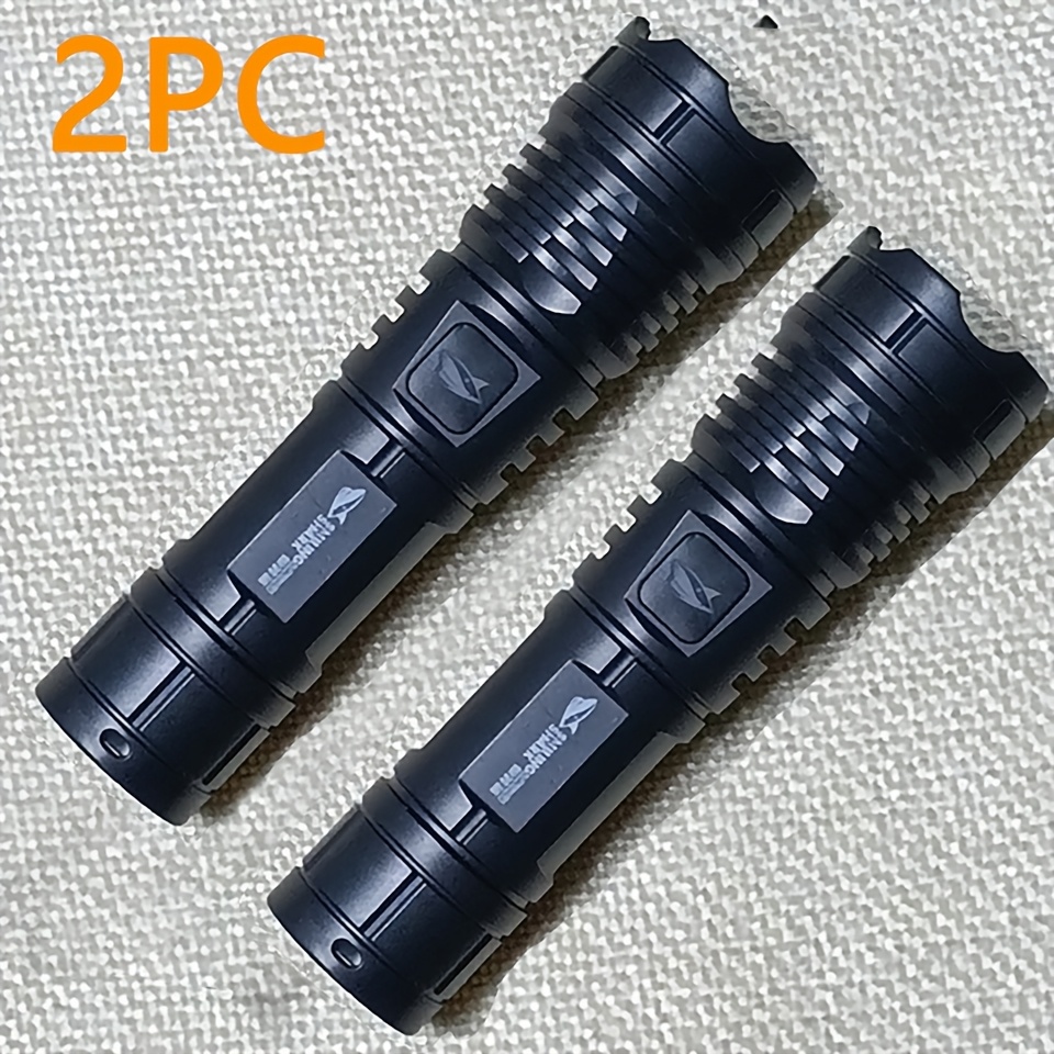 item picture SMILING SHARK 2-Pack Bright Type-C Rechargeable Flashlights, 5 Modes Adjustable Focus Torch Lights, Compact Tactical Flashlight, Battery Powered Flashlights for Home, EDC, Emergency, Camping
