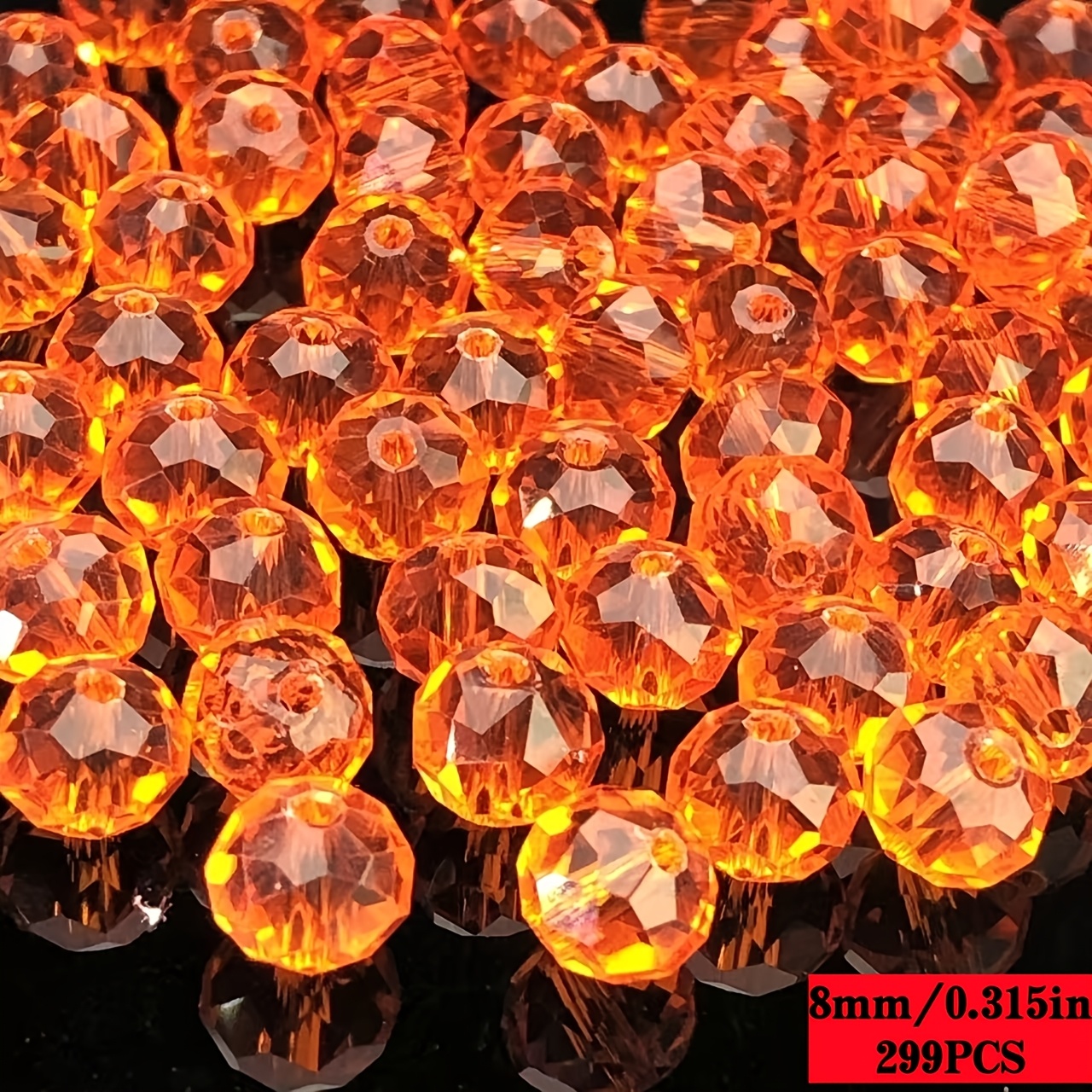 TEMU 299pcs 4mm/6mm/8mm Orange Beads Flat Beads, Making Spacer Beads, Beads For Bracelets, Necklaces, And Other Accessories. Craft Decorative Beads