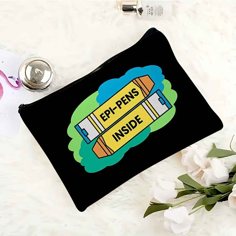 TEMU 1 Epi-pen Case Suitable For Travel & Emergencies - Durable Polyester Zipper Pouch With Epi-pen Holder, Storage Bag For, Cosmetics, Toiletries, -