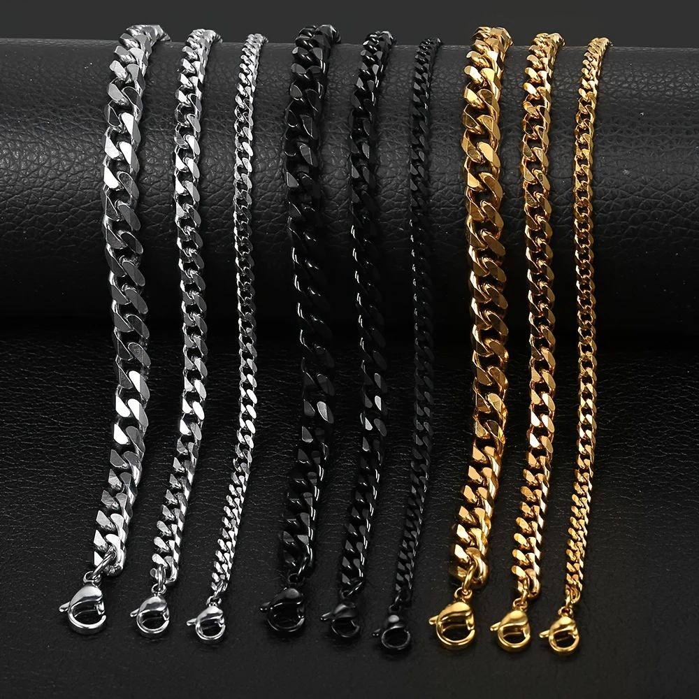 

3/5/7mm Mens Womens Simple Curb Cuban Necklace Stainless Steel Link Chain Male Jewelry Gifts