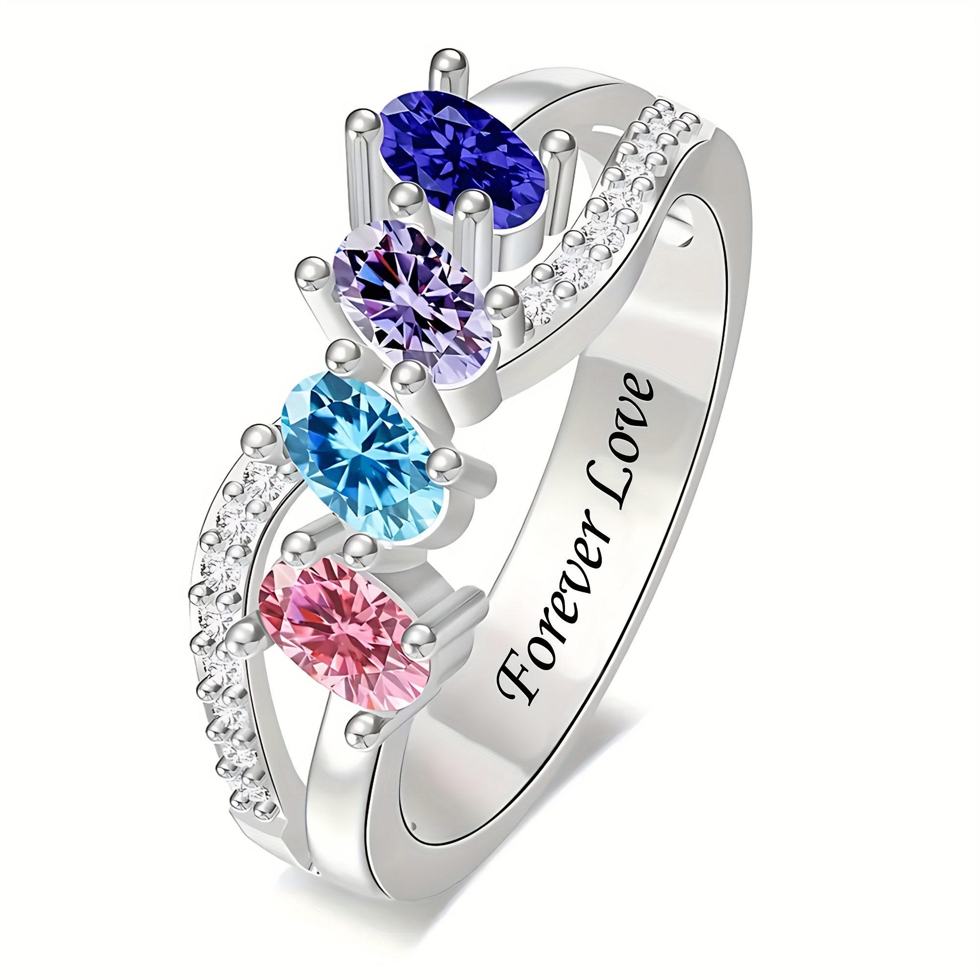Personalized Classic Fashion Women's Ring with Birthstones