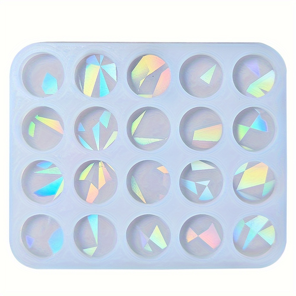 Holographic Round Silicone Mold For Diy Earrings & Pendants - , Flexible Resin Crafting Tool With Laser Effect