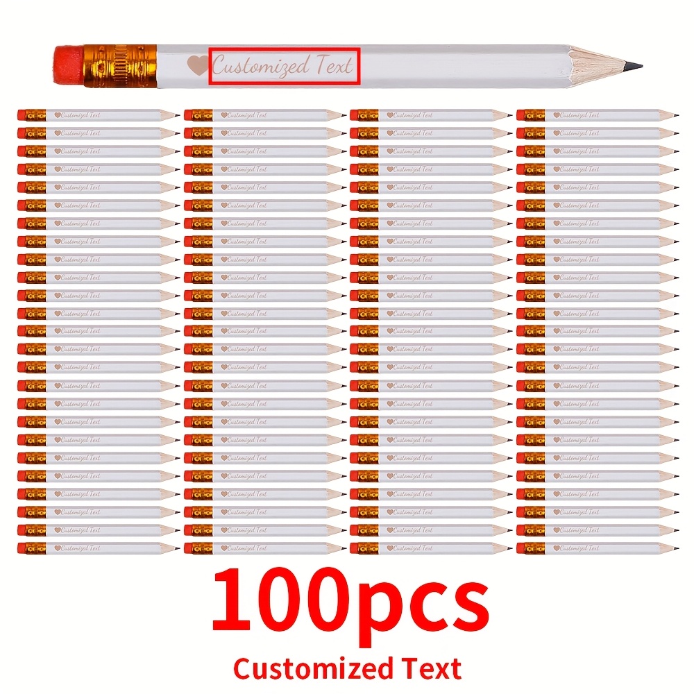 100pcs Customizable Personalized Elegant White Mini Pencils, A Great Gift For The Back-to-, Youth Showers, Wedding Gifts, And Great Gifts For .