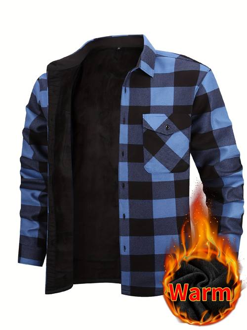 mens winter shirt 2025 brushed fleece lined heavyweight cold weather essential fleece interior with lapel collar long sleeve shirting for fall winter valentines day gift