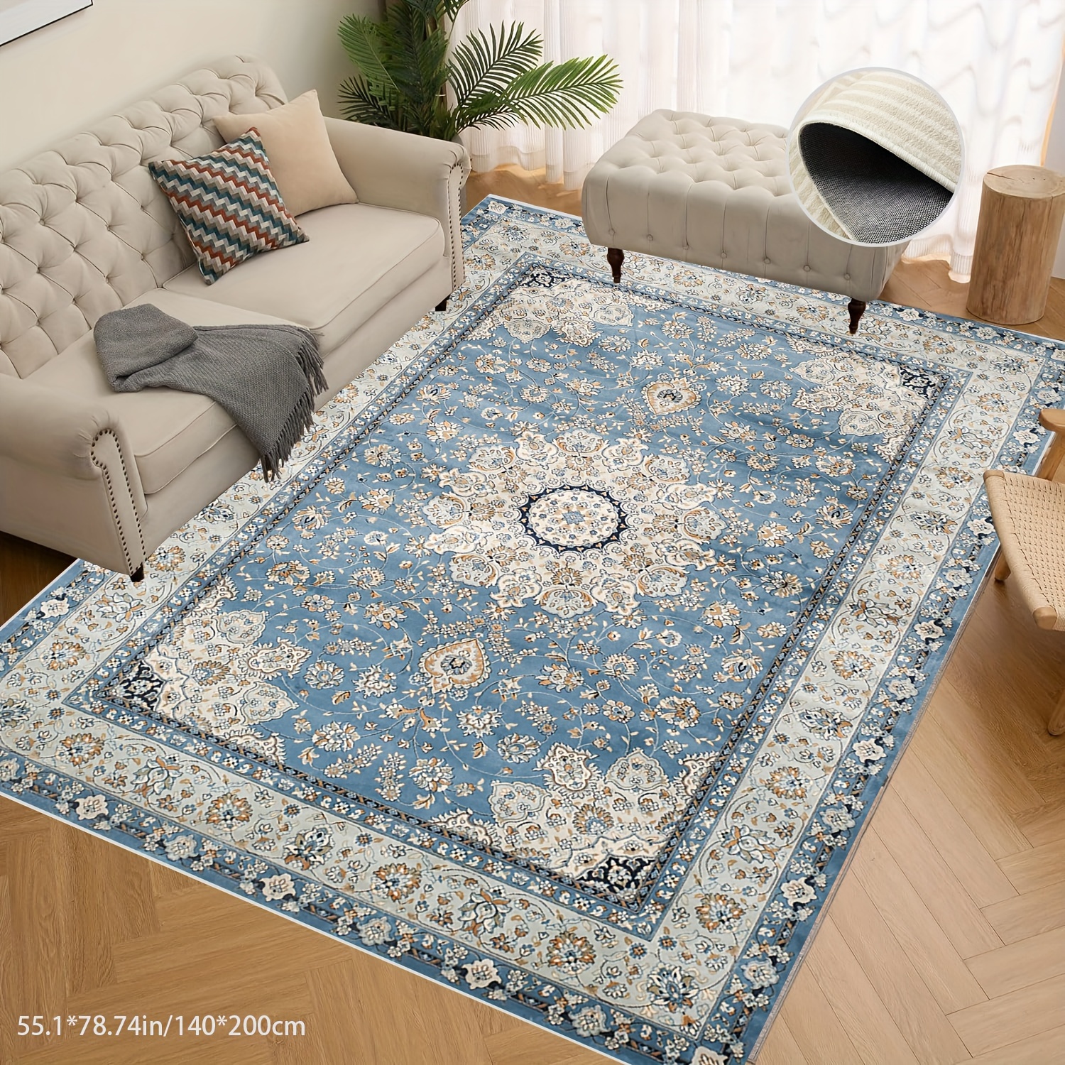 

1pc Imitated Cashmere 1250g/flat Bottom Cloth Thickness 12mm Classic Retro Traditional Rug, Non-slip, Waterproof And Stain-resistant, Washable, Indoor And Outdoor Rug, Short Fleece, Oriental Design