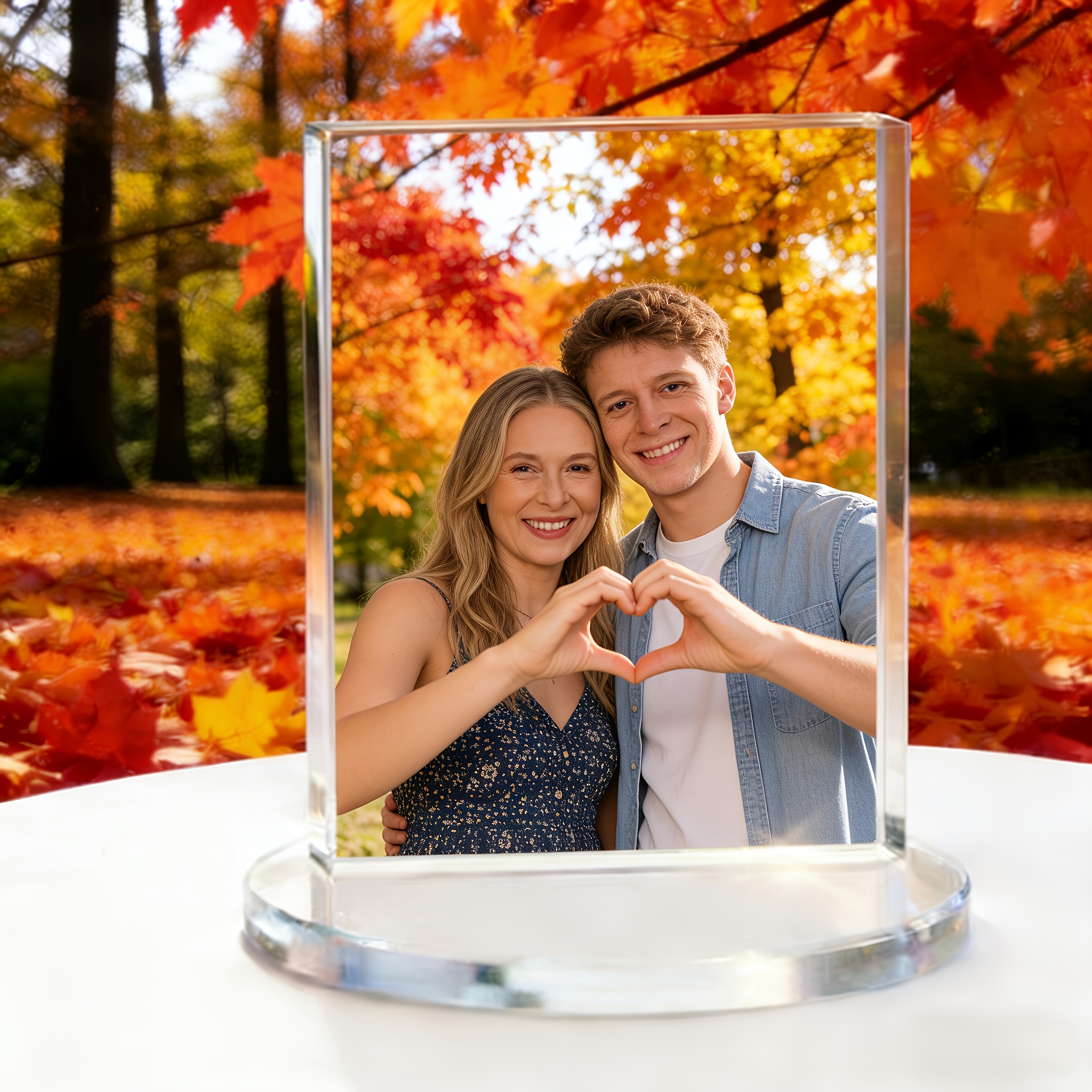 TEMU 2d Flat, Personalized Photo Acrylic Table Display - Thickened Uv Printed Suitable For Office Desk, Custom Photo Picture Frame With Your Own