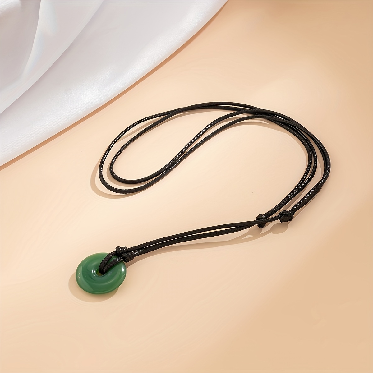 Women's Minimalist Adjustable Sliding Knot Black Wax Cord Necklace