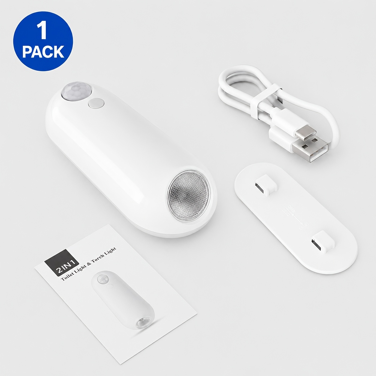 Image of Pzsunly Led Sensor Light - Usb Rechargeable Night Light With 8 Color Options, Adjustable And , Ideal For Stairs, Closet, Bedroom - Lithium Polymer Battery Toilet Lamp