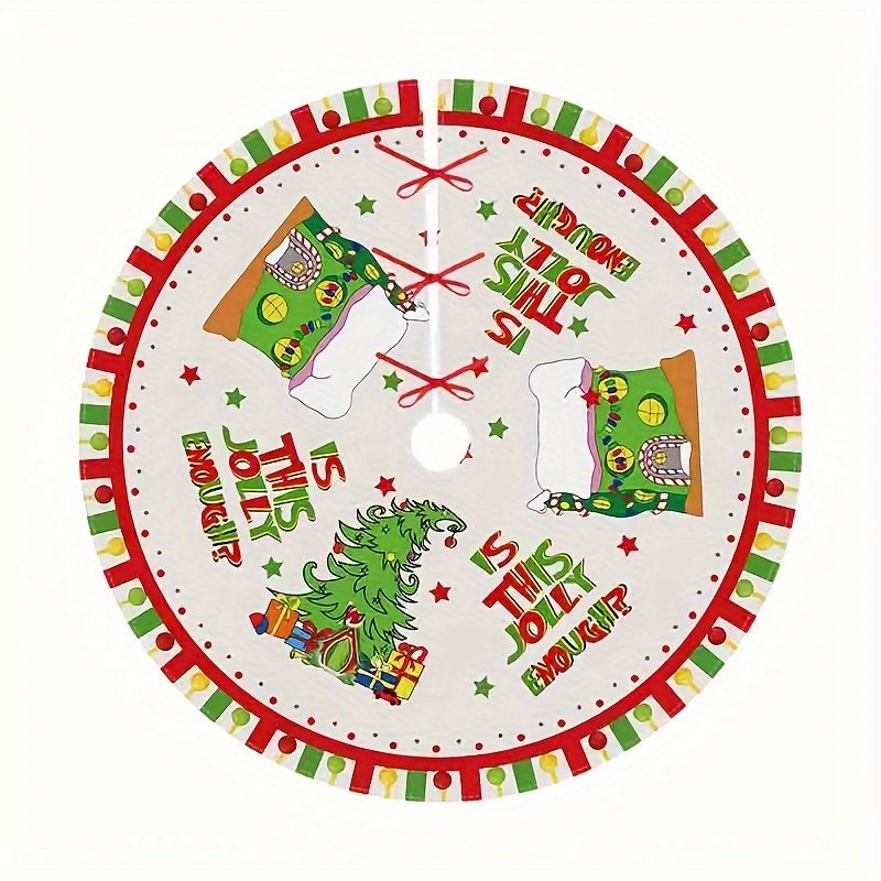 

Whoville-inspired 48" Christmas Tree Skirt - Holiday & Party Decor, Vinyl Material, Christmas Tree Decorations, Happy Christmas Tree Skirt