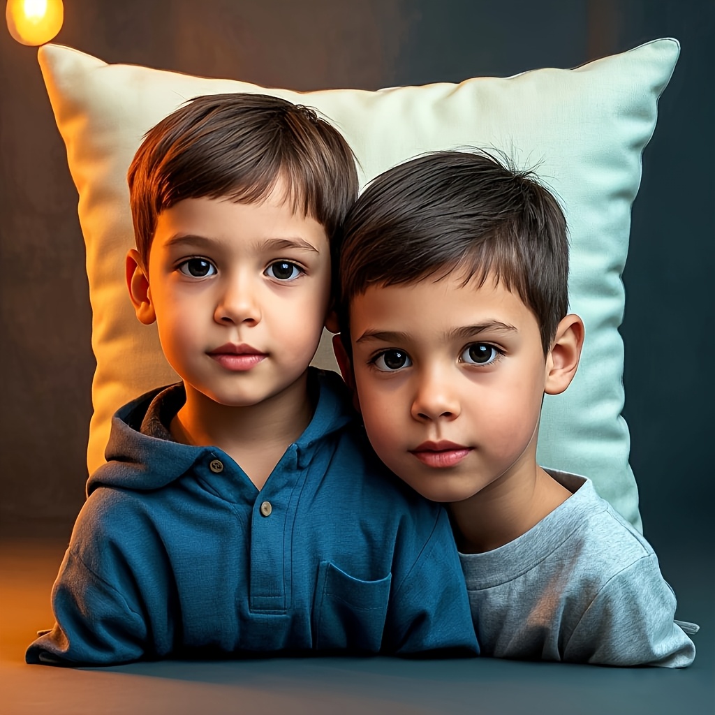 Single-sided Custom Personalized Photo Print Pillowcase | Short Plush Fabric | White Polyester Fiber | Brother Pillowcase | Custom Pillow For Bedroom