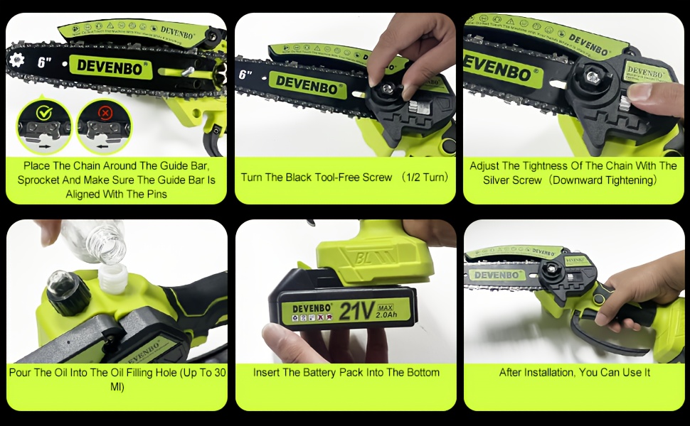 mini chainsaw cordless 6 inch handheld   chain saw for tree trimming wood cutting best gifts for dad husband tools for man camping accessories garden power tools dewalt garden supplies woodworking tools out door saw details 5