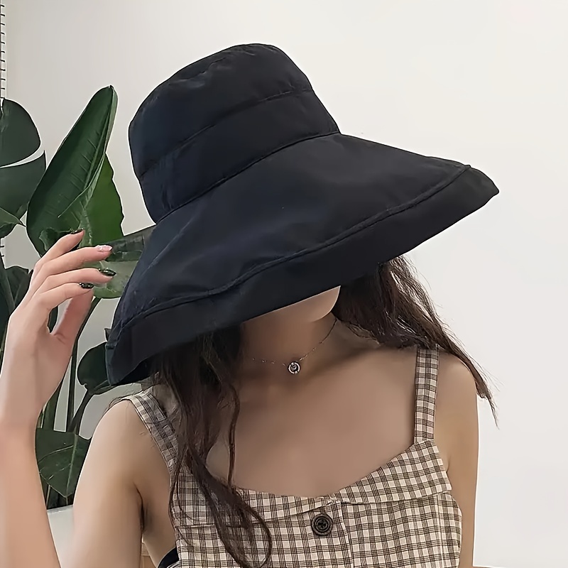 Large Brim Bucket Hat Uv Protection Fashion Simple Foldable - Temu Canada