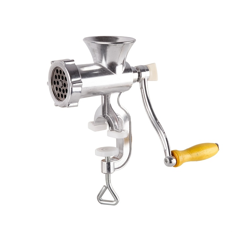 

1pc Stainless Steel Manual Food Grinder - Ideal For Meat, Garlic, Sausage & Chili - Hand- Tool With Yellow Handle, No Electricity Needed, Meat Grinder