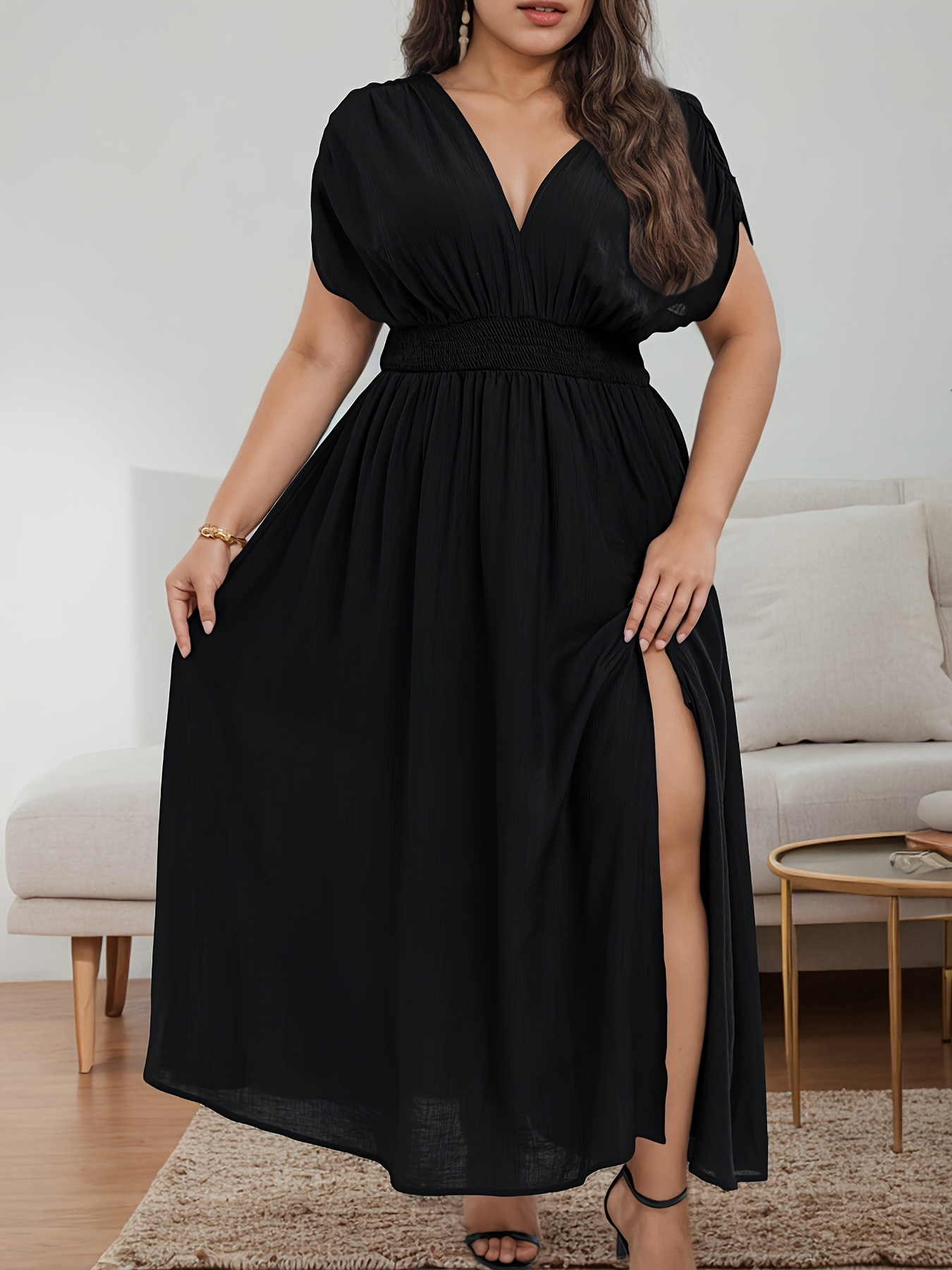 robe longue manches femmes taille col Temu France