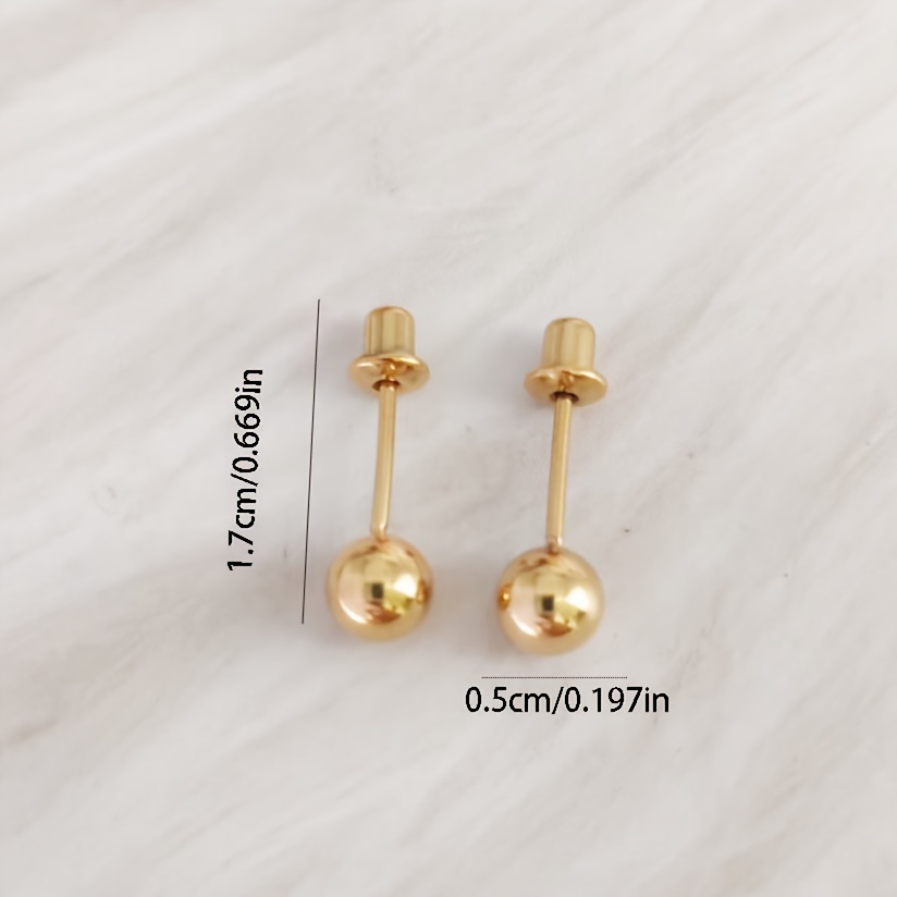 18K Golden Plated Titanium Screw-On Ear Studs — Minimalist Design