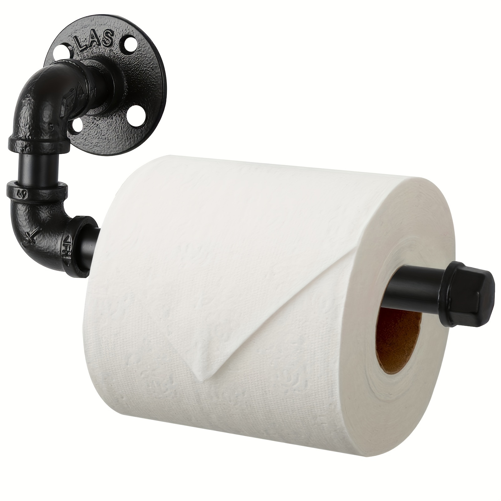 Industrial Pipe Toilet Paper Holder, Heavy Duty Vintage Rustic Roll Tissue Wall Mounted Paper Holder Towel Racks With Hardware For Bathroom, Kitchen, Bedroom, Hallway, Black