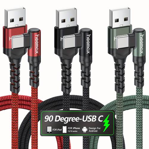 usb c cable qc3 0 long braided usb a to usb c fast charging cord for xiaomi oppo 90 degree right angle type c fast charging cord for galaxy google pixel 2 4a usb a to usb c right angle fast charging for iphone 16 15