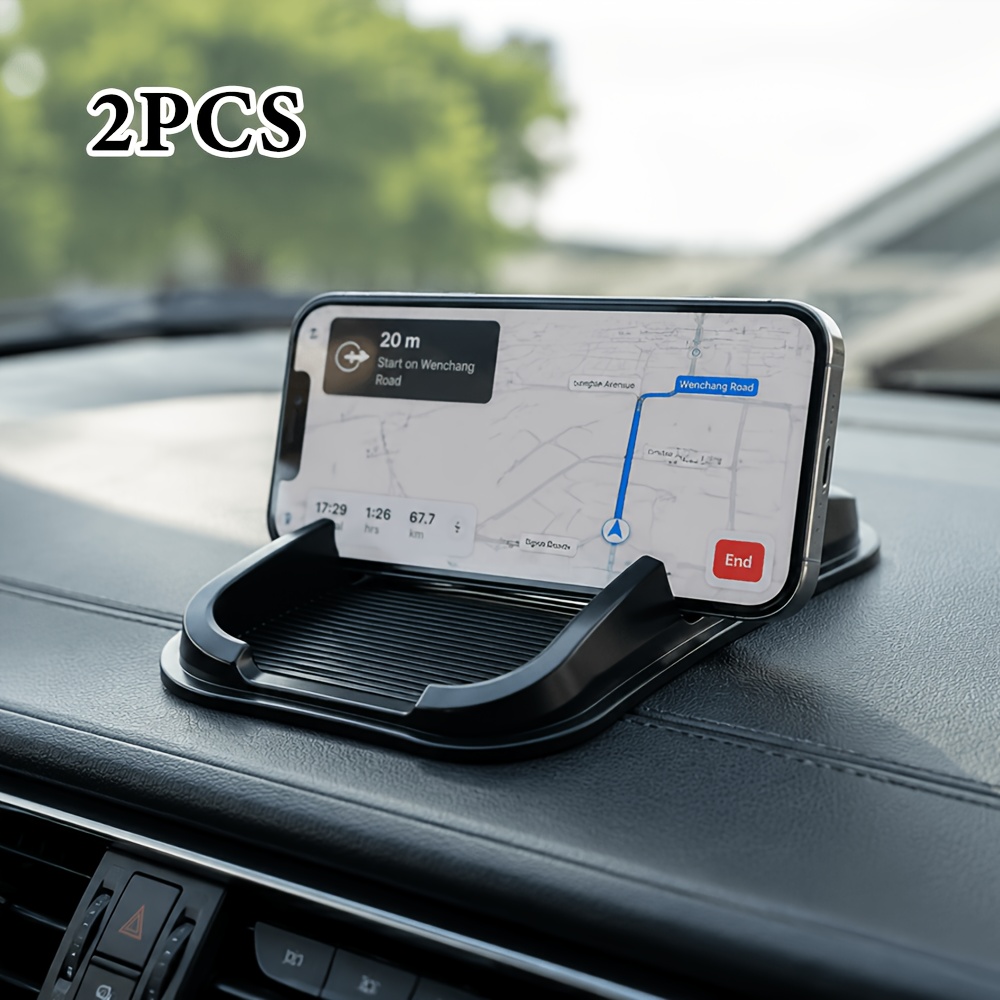 TEMU 2pcs Silicone Car Dashboard Non-slip Mat, 3.94 X 6.1 Inches Heat Resistant Washable, 360° Rotatable Phone Holder Storage Pad For Phone Keys