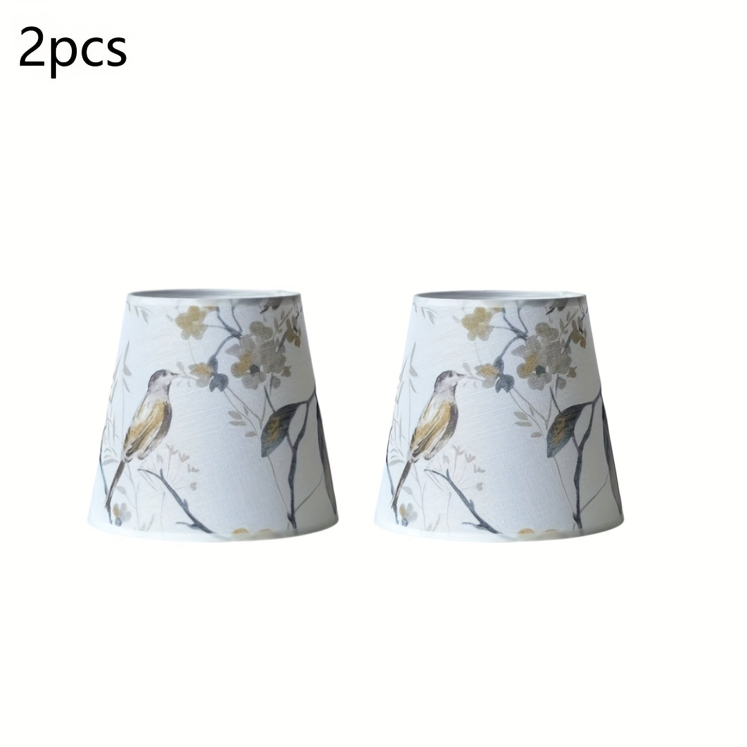 Image of 2pcs Nordic Lampshade, Fabric Lampshade, Is Birds And Flowers, Suitable For Home Decoration, Compatible With E26 And E27 Base, Suitable For Replacement Of Table Lamp Or Wall Lamp Lampshade