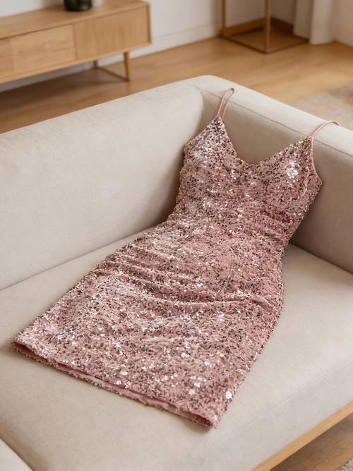 new womens fashion mini spaghetti suspender dress with shiny sequins suitable for daily wear parties elegant dress elegant dress machine washable dress for daily to special occasions cute and elegant fit