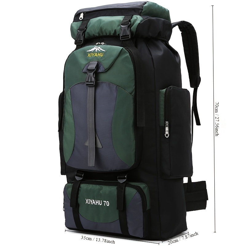 XTIAO 70L High-Capacity Backpack - Lightweight, Durable Nylon Sports Bag with Adjustable Straps, Multiple Compartments for Hiking, Camping & Outdoor Adventures - Available in Black, Green, Red, Backpack for Travel