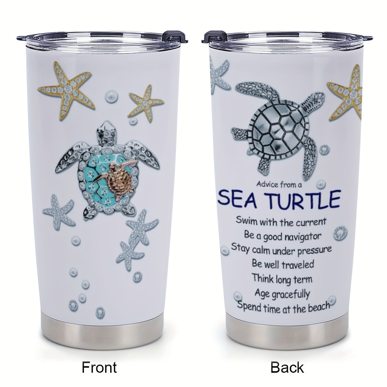 

1pc, Sea Turtle Tumbler With Lid, 20oz Stainless Steel Water Bottle, Insulated Water Cups, Summer Winter Drinkware, Outdoor Travel Accessories