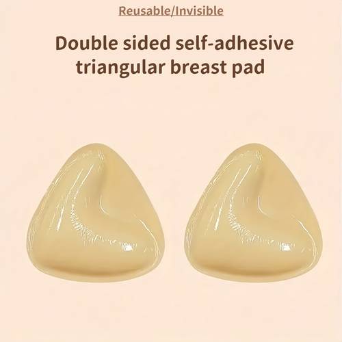 item picture 1 pair seamless triangular chest lift pads double sided silicone invisible push up bra pads breathable and comfortable inserts for gathered breast