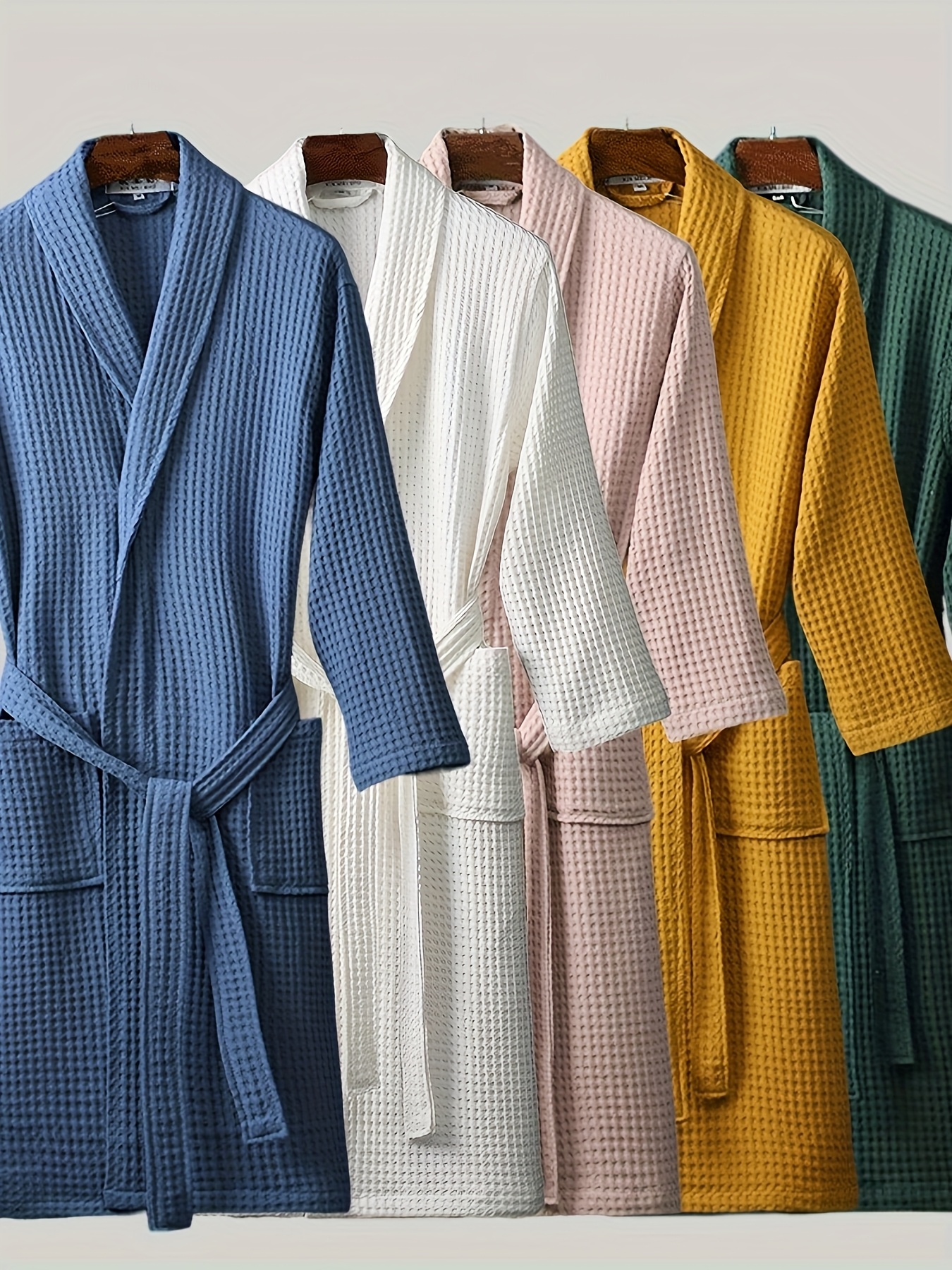   bathrobe with waist tie soft absorbent and breathable long sleeve     spring summer and fall   robe   robe cotton bathrobe