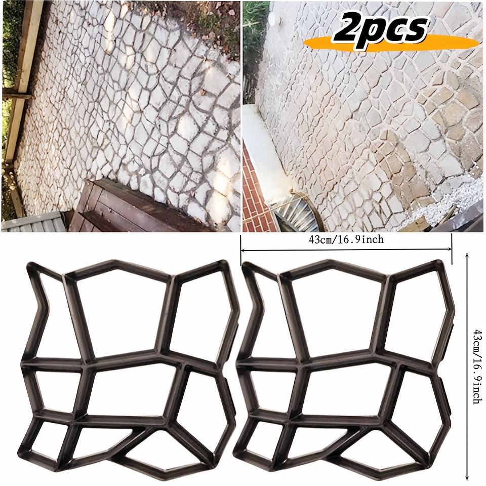 

2pcs X Inch , Path Moldings Paving Pavement Concrete Molds Stepping Stone Paver Cement Mold For Patio, Lawn & Garden