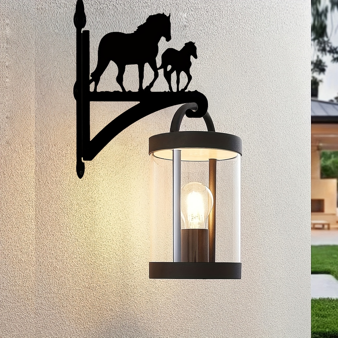 E-shop Schwerlast-Schmiedeeisenkunst 2D Niedliche Pony-Silhouette Wandmontierte Pflanzenaufhängung - Moderne Außendekoration, geeignet für