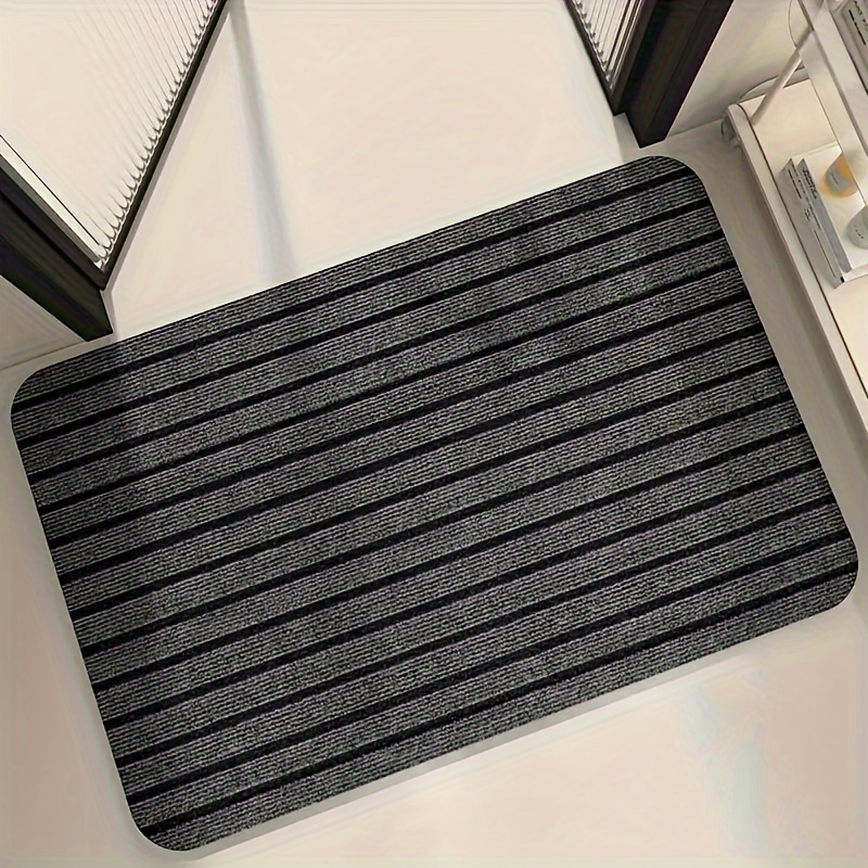 

1pc, Gray Striped Print Carpet, Simple Style Kitchen Mat, Non-slip Mat, Wear And Stain Resistant, Suitable For Doorways, Laundry Rooms, Bathrooms And Boutique Home Decor