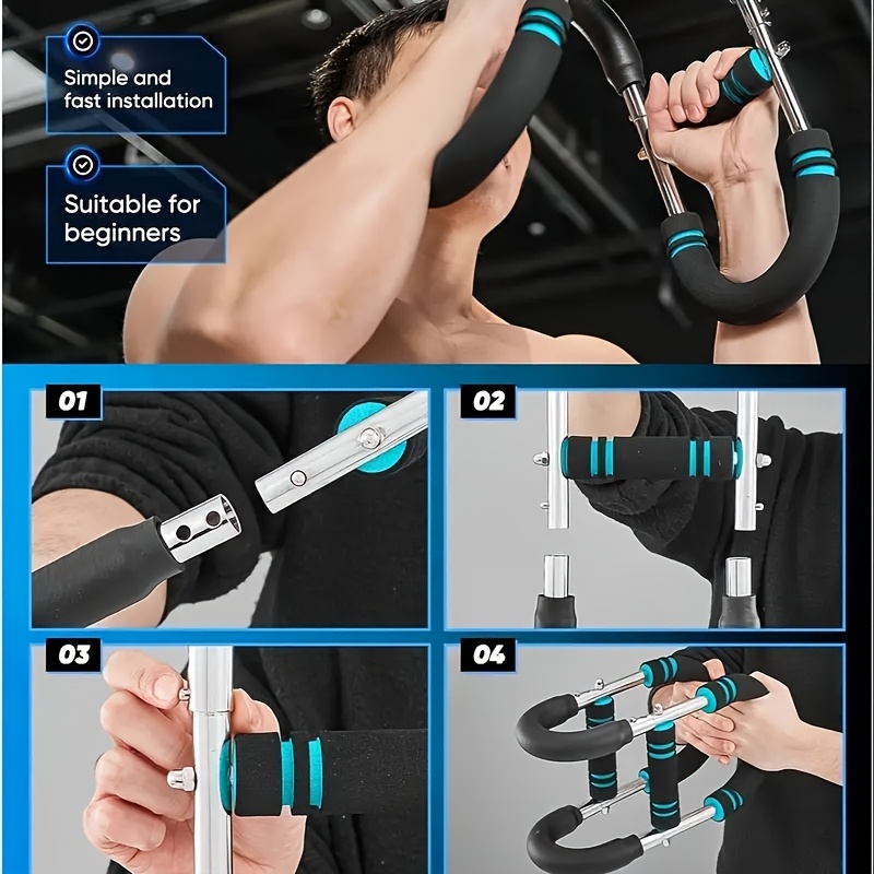 U-Shaped Adjustable Forearm & Chest Strength Trainer - 2-Level Spring Resistance Bands, Comfortable Grip, Detachable Design, 60-100LBS Home Gym Equipment for Arm Workouts, Portable Strengthener for All Fitness Levels, Gym Accessories, Sleek Exercise Equipment, Durable Construction