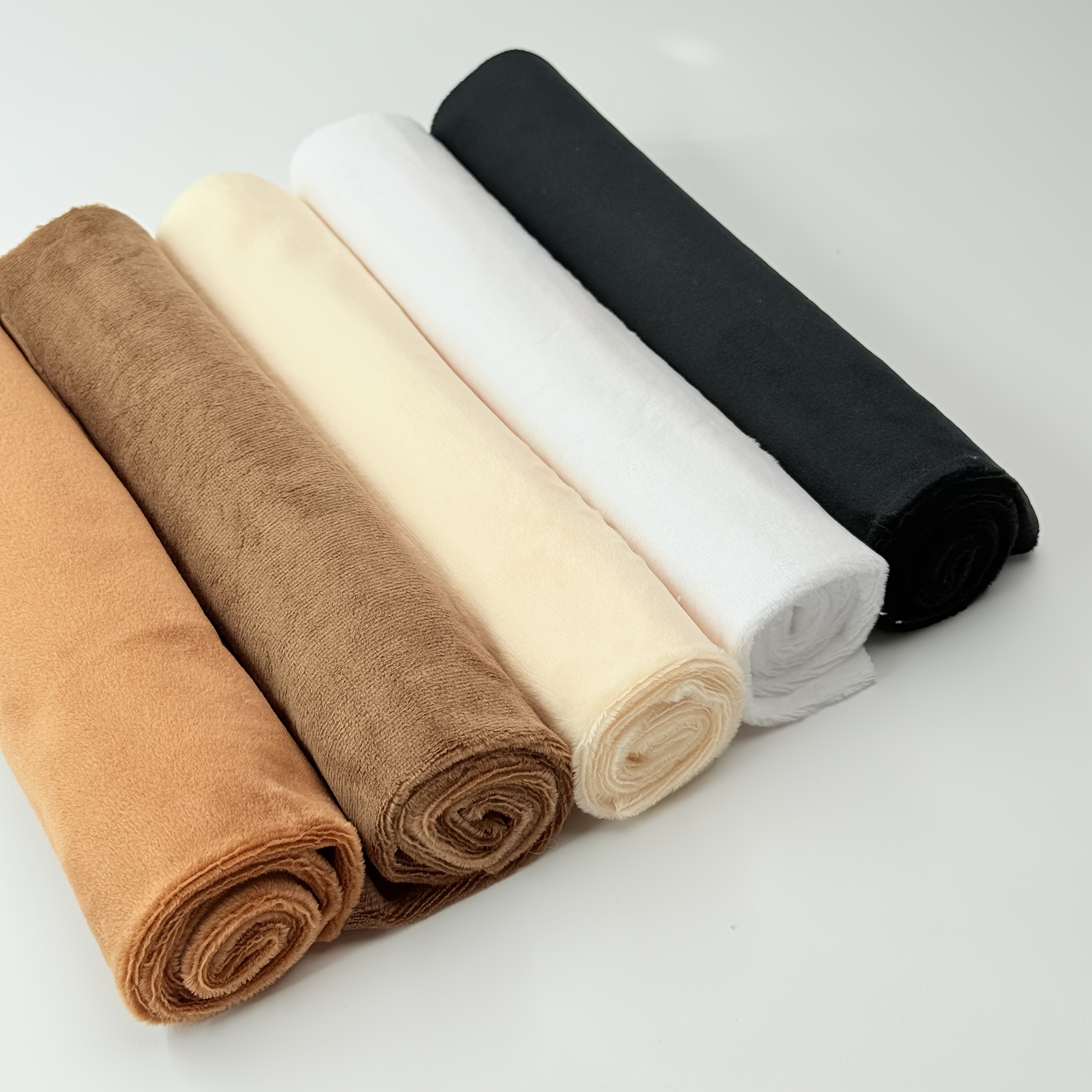 Image of Plush Fabric | Pre-cut Fabric Pack: 5 Solid Fleece Fabrics, Each Measuring 17.72x19.69 Inches | Suitable For Making Plush Pillows, Dog Beds, Clothing | Brown Series Mini Fleece Fabric Pack