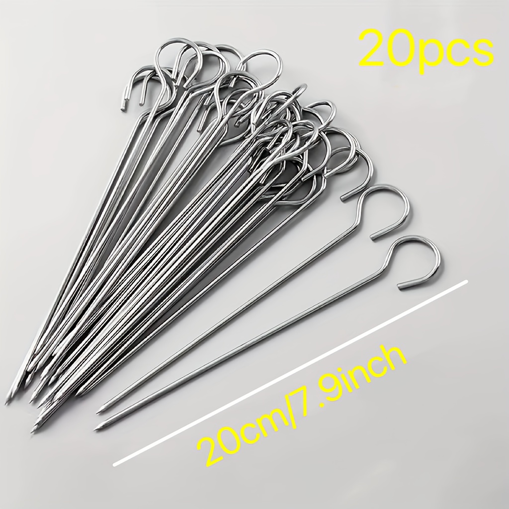 Image of Barbecue Skewers Metal Barbecue Sticks, 20pcs Stainless Steel Barbecue Picks, Suitable For Home Ovens, Outdoor Picnics, Portable Barbecue Sticks, Barbecue Skewer Set