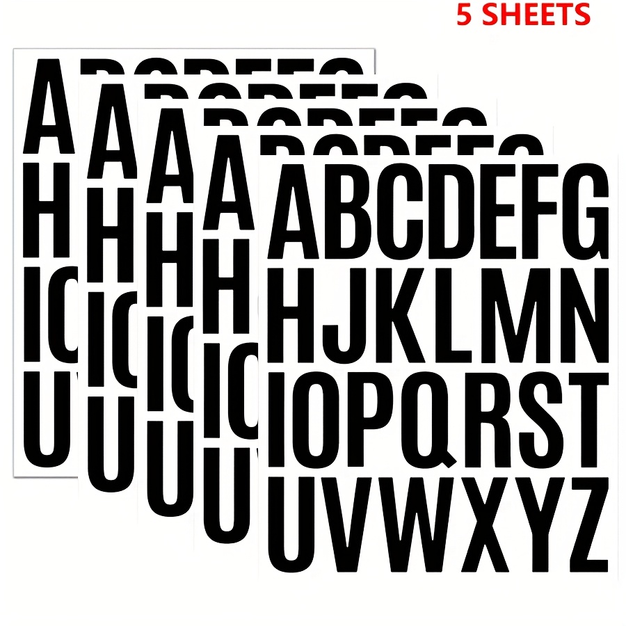 E-shop 5 Bögen Buchstaben Aufkleber - 2 Zoll Schwarze Vinyl Selbstklebende Alphabet Aufkleber Aufklebbar für Kunsthandwerk Outdoor Schild Wand
