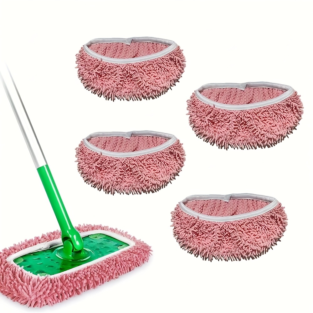 E-shop 4er-Pack Bodenwischpads, waschbar für feuchte Bodentücher, ideal für Bodentücher, wiederverwendbar, Mikrofaser für nasse, trockene/nasse