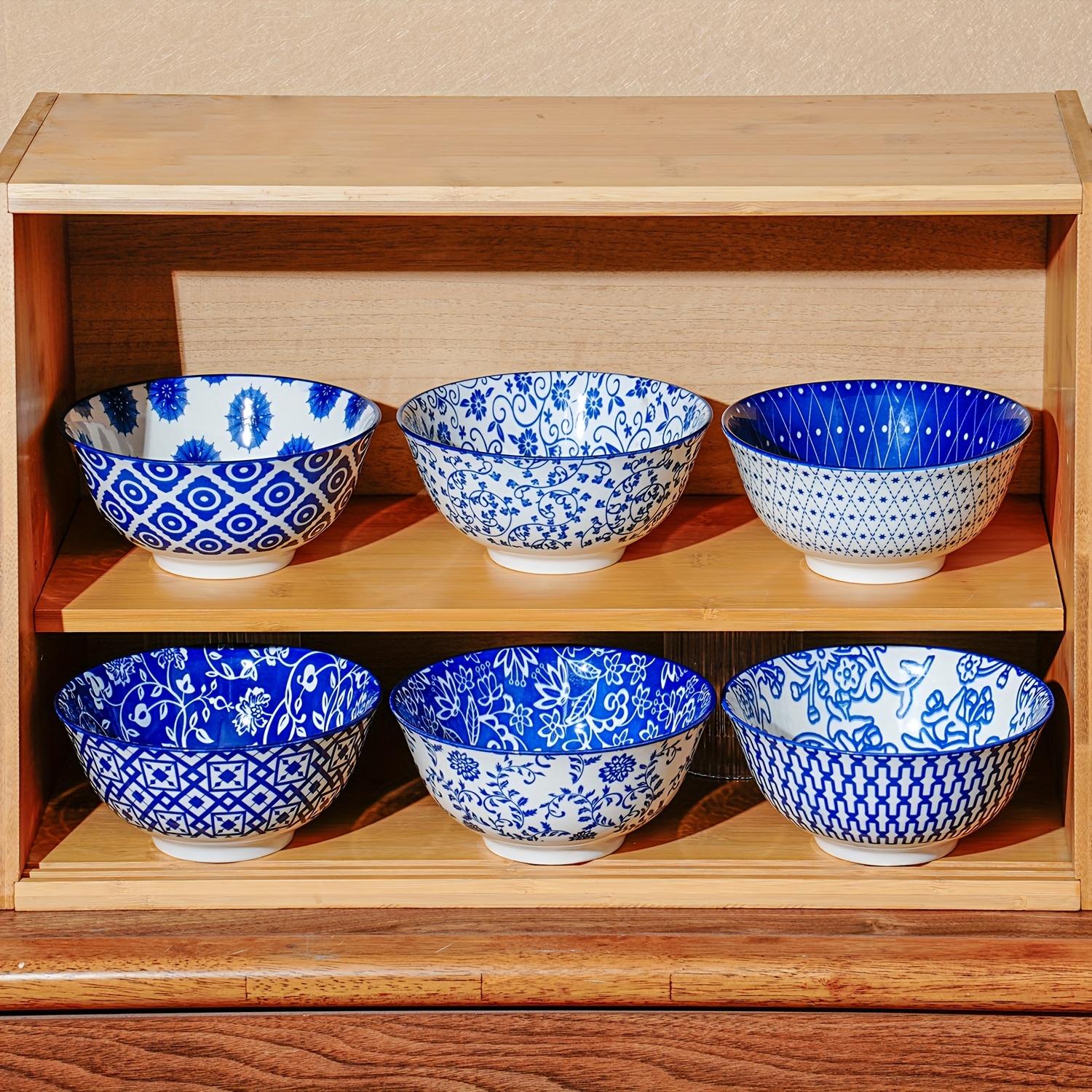 TEMU 6pcs, Ceramic Soup Bowls Set, 12oz/ 24oz Porcelain Deep Cereal Bowl, 340ml/ 680ml Large Kitchen Bowl For Eating Salad, Dessert, Pasta, Noodle,