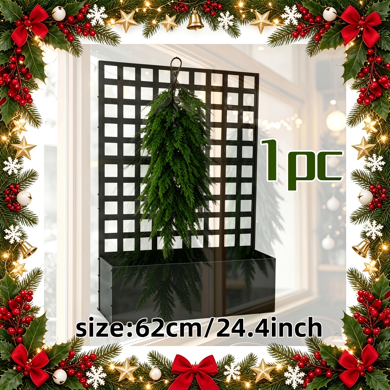 TEMU 24.5-inch Large, Luxurious, And Realistic Cedar Ornament, Made Of Uv-resistant Material. Its Lifelike Beauty Makes It Perfect For Christmas,