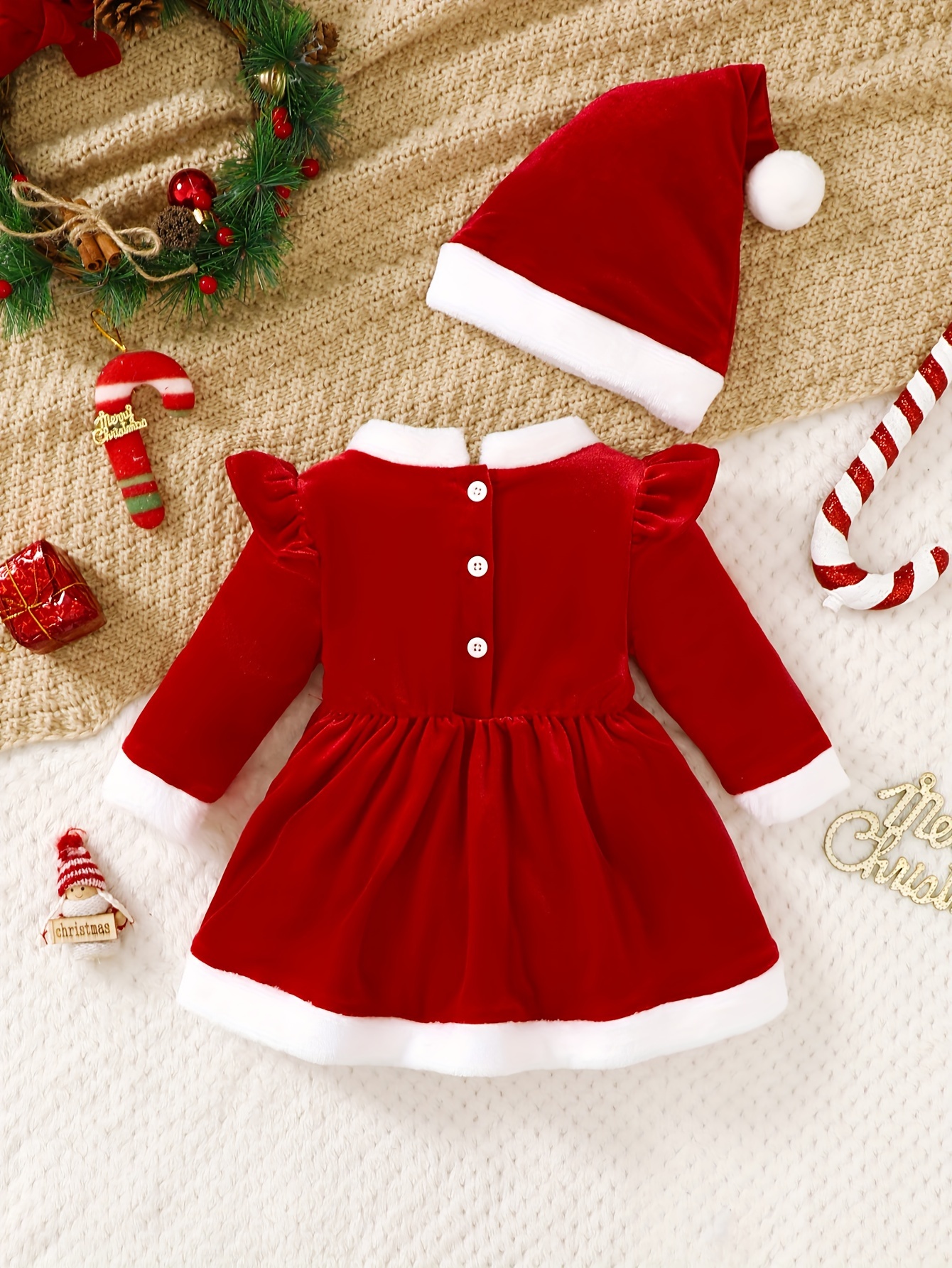 christmas baby girls dress round neck puff sleeve long - Temu Hungary