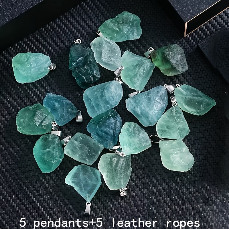 TEMU Lot de 10 pendentifs en naturelle verte irrégulière de tailles aléatoires, style simple et tendance, pour la fabrication de bijoux DIY et de .