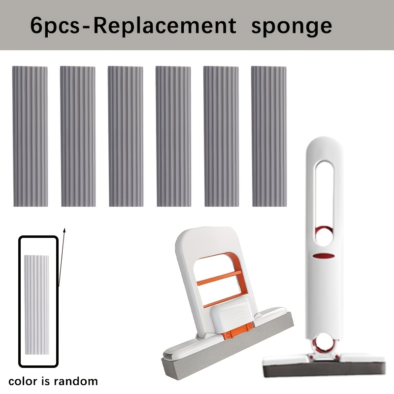 E-shop 6er-Pack schnelltrocknende klappbare Handwischmop-Aufsätze – Strapazierfähige 5,91-Zoll-Schwammnachfüllungen mit 59 Segmenten, kompatibel mit